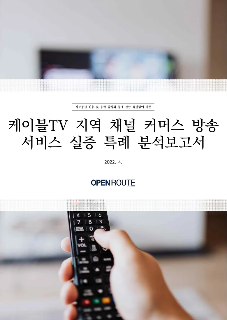 케이블TV 지역 채널 커머스 방송 서비스 실증 특례 분석보고서 — 실제 보고서 표지 (PDF 1쪽)