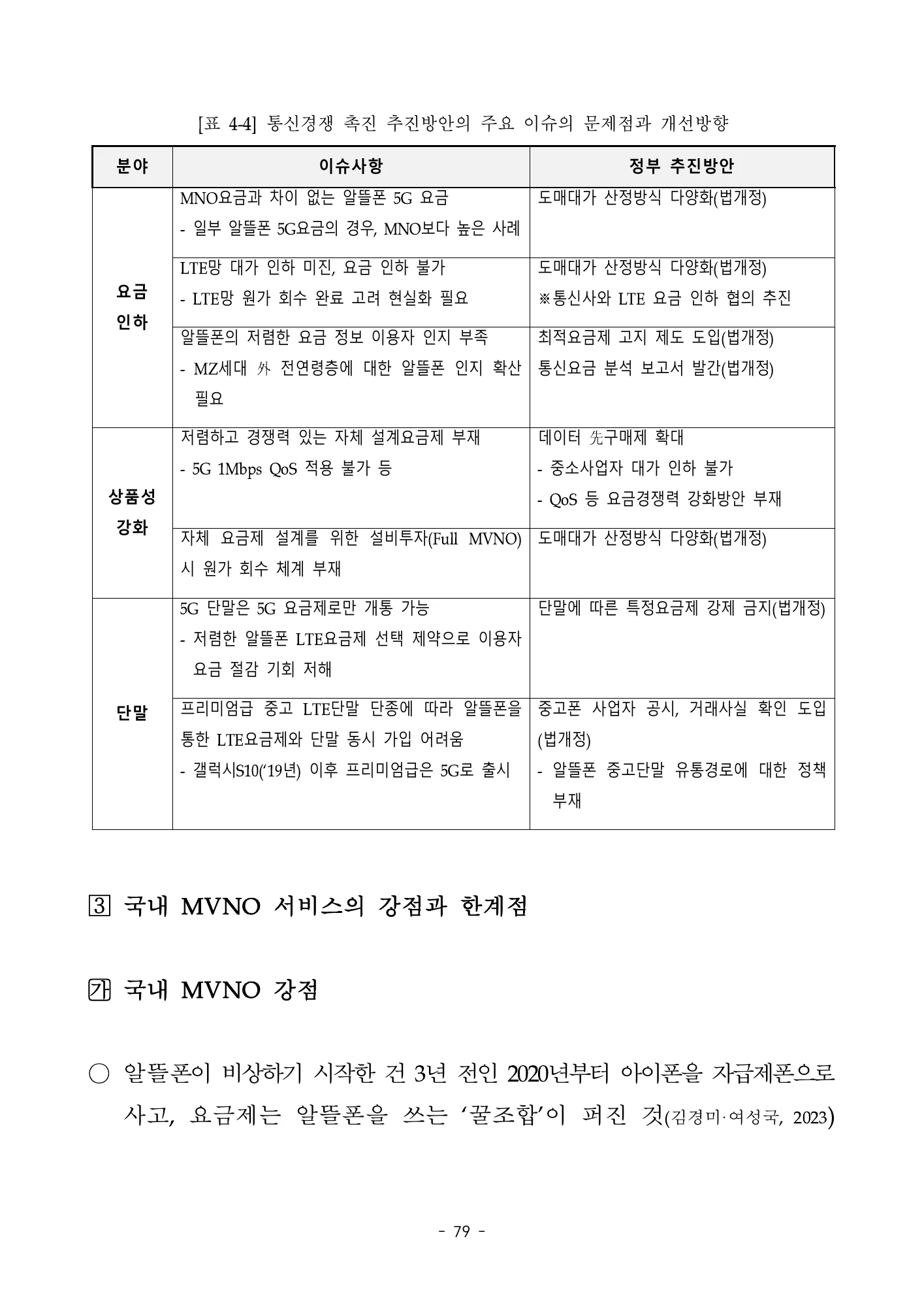 원문 표 4-4: 제도 개선 쟁점 · 원문 PDF 98쪽